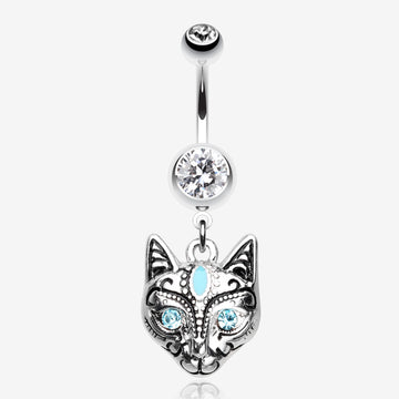 Mystique Kitty Cat Sparkle Belly Button Ring-Clear Gem